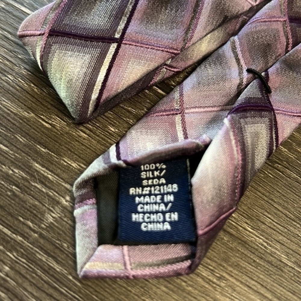 Stafford Performance Men’s Silk Necktie Purple Gray - Picture 5 of 6